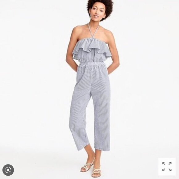 J. Crew Seersucker Jumpsuit MEDIUM - Picture 2 of 2